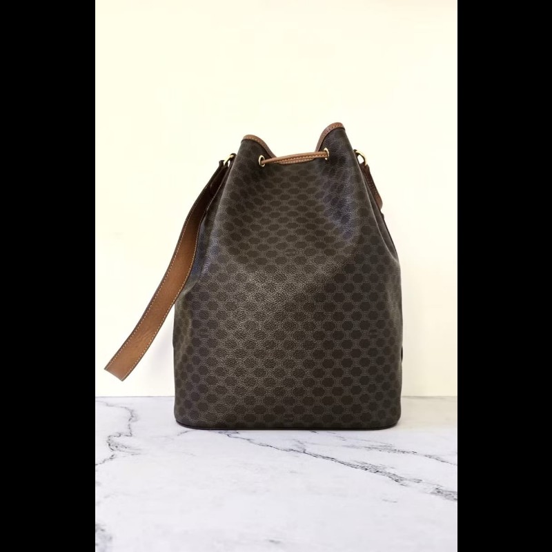 【LA LUNE】絕版古董包 Celine老花中古水桶包 單肩包 皮革包 斜背復古二手-3