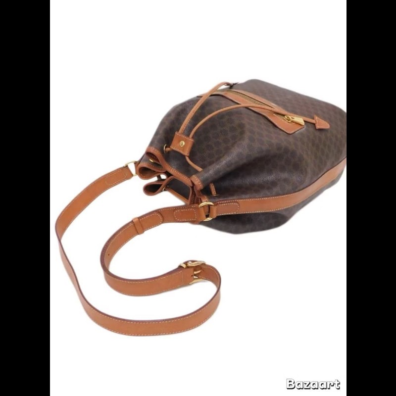 【LA LUNE】絕版古董包 Celine老花中古水桶包 單肩包 皮革包 斜背復古二手-7