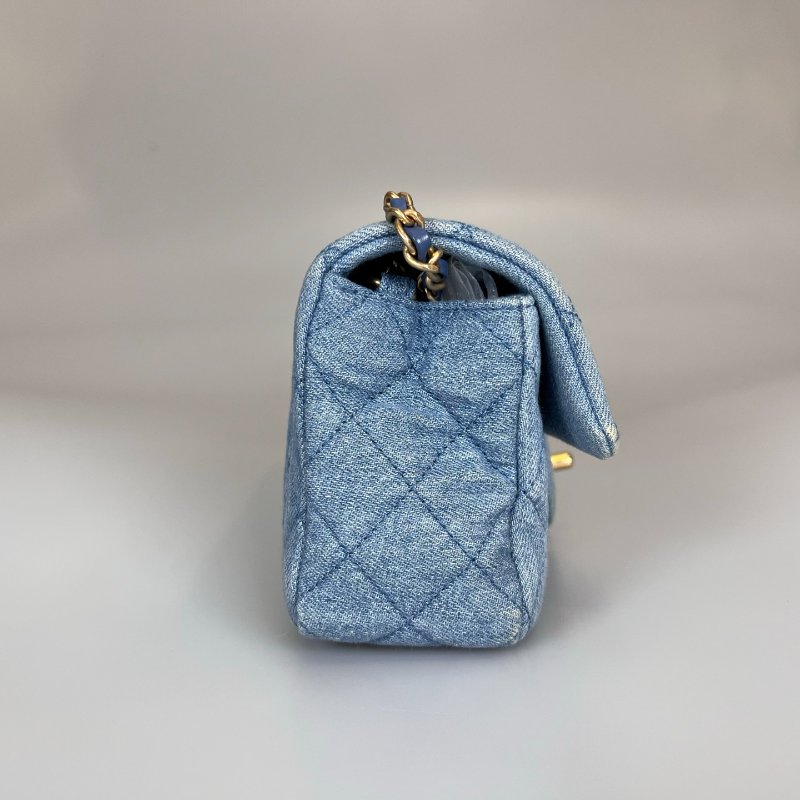 CHANEL CF20牛仔單寧金球側肩包-2