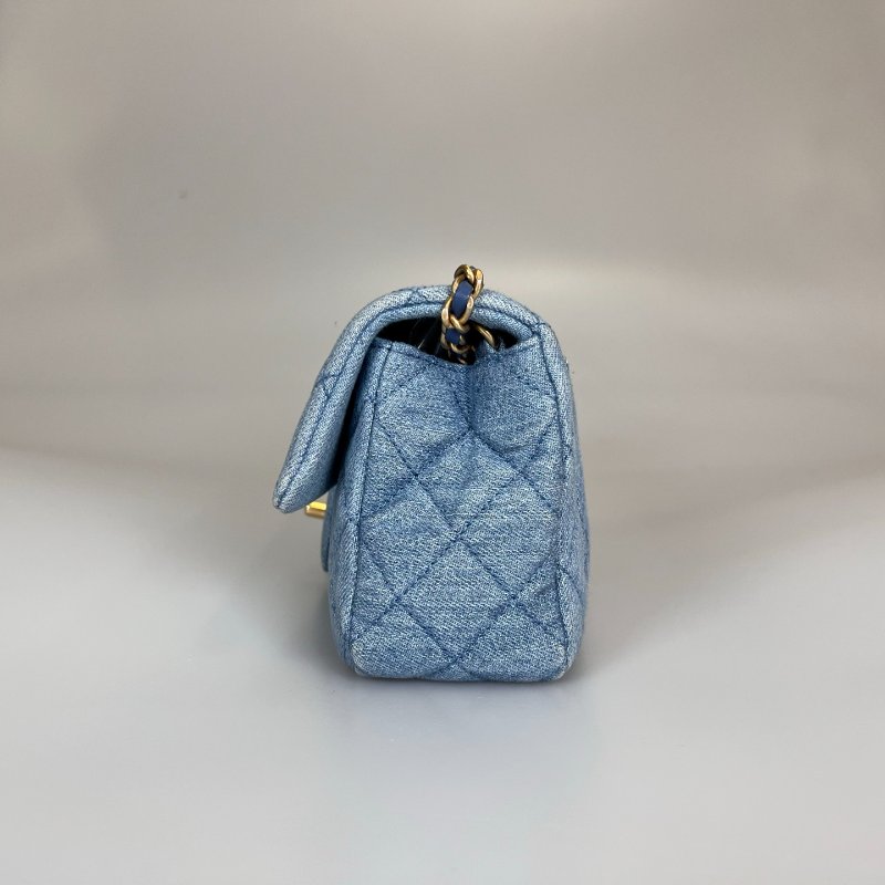 CHANEL CF20牛仔單寧金球側肩包-3