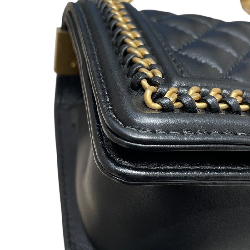 CHANEL 香奈兒 A94805 LEBOY 提把肩背包 皮革 黑色 金釦-5