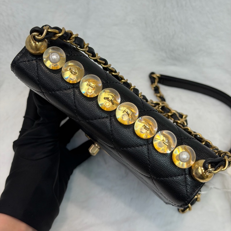 CHANEL Matelasse Pearl Chain Bag 直版珍珠翻蓋單肩斜背包 I625-10