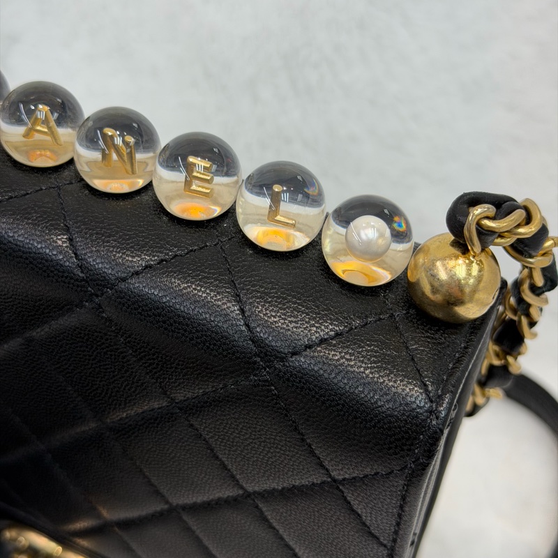 CHANEL Matelasse Pearl Chain Bag 直版珍珠翻蓋單肩斜背包 I625-11