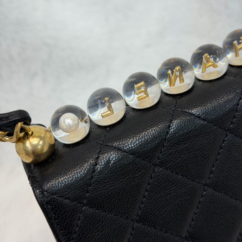 CHANEL Matelasse Pearl Chain Bag 直版珍珠翻蓋單肩斜背包 I625-13