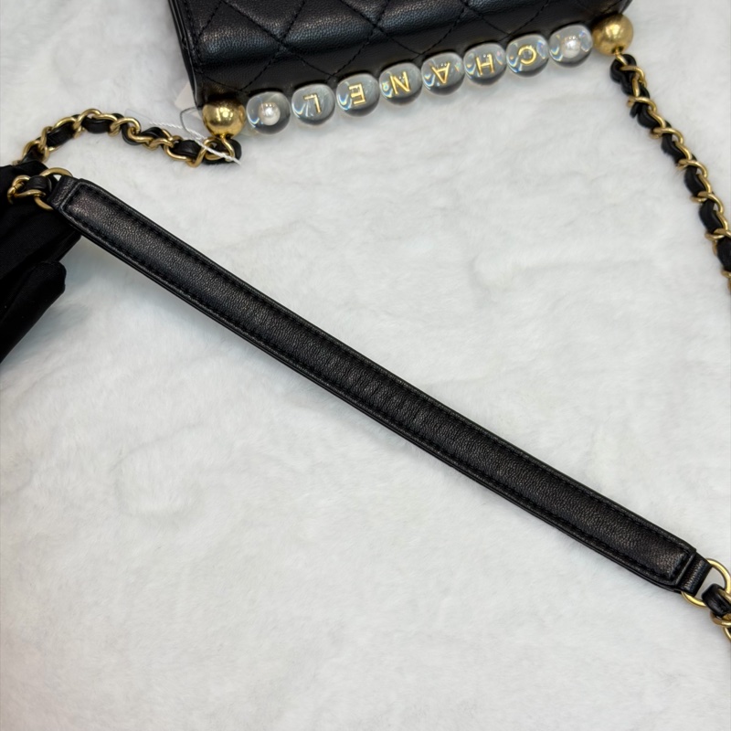 CHANEL Matelasse Pearl Chain Bag 直版珍珠翻蓋單肩斜背包 I625-27
