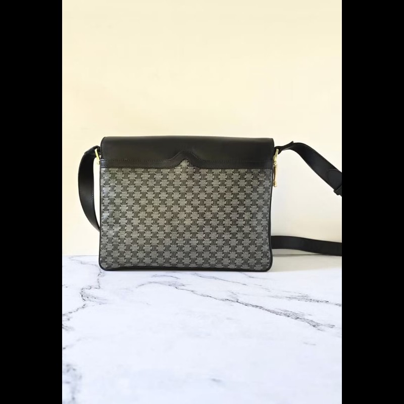 【LA LUNE】中古包 Celine黑灰色凱旋門豆腐包 單肩包 側背包 斜背包 二手包-2