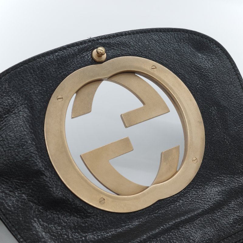 Gucci 古馳 Blondie 鉚釘小號 黑色 真皮 斜背包 半月包-6