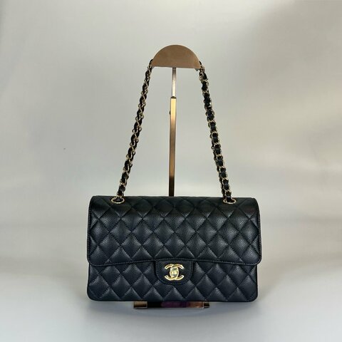 CHANEL CF25荔枝黑側肩包 A01112/晶片款