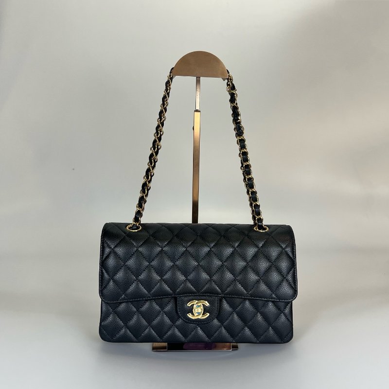 CHANEL CF25荔枝黑側肩包 A01112/晶片款-0