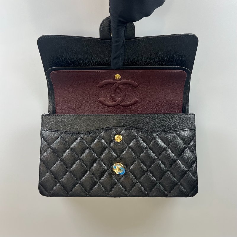 CHANEL CF25荔枝黑側肩包 A01112/晶片款-5