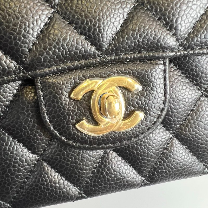 CHANEL CF25荔枝黑側肩包 A01112/晶片款-8