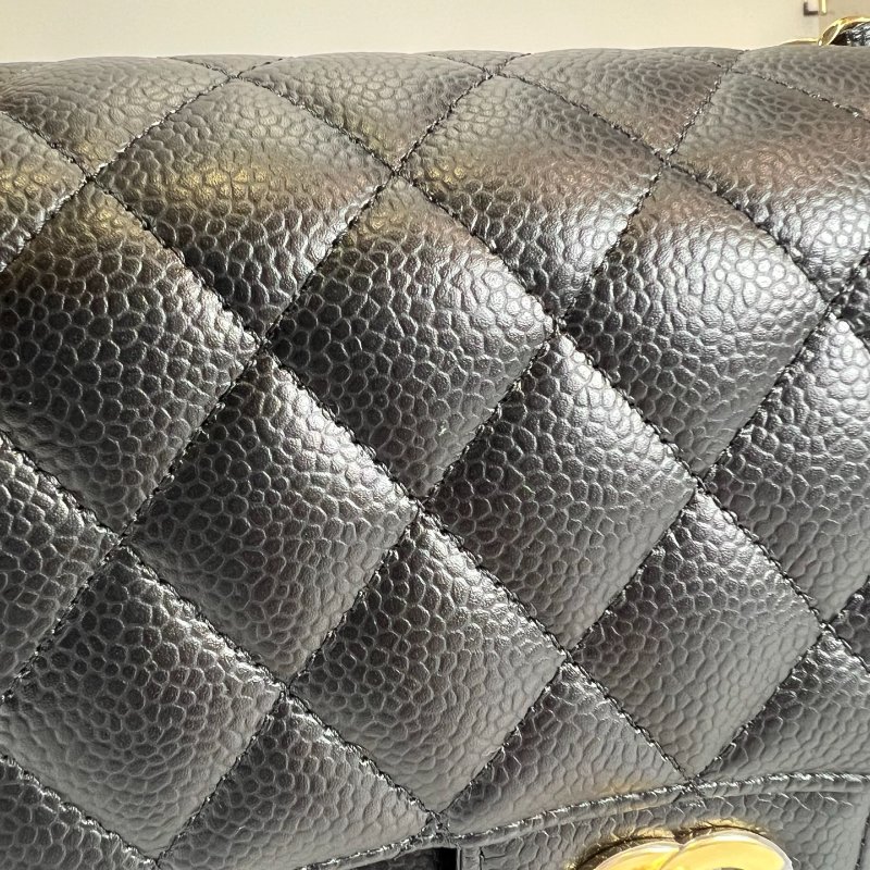 CHANEL CF25荔枝黑側肩包 A01112/晶片款-10