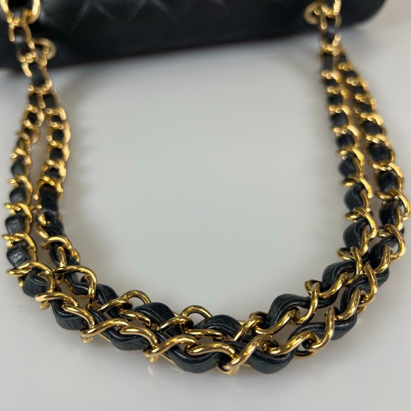 CHANEL CF25荔枝黑側肩包 A01112/晶片款-11