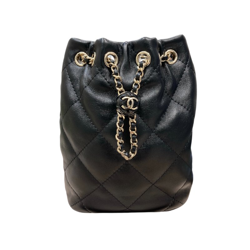 CHANEL 香奈兒 AS4810 金球雙肩束口後背包 小羊皮 黑色 淺金色-1