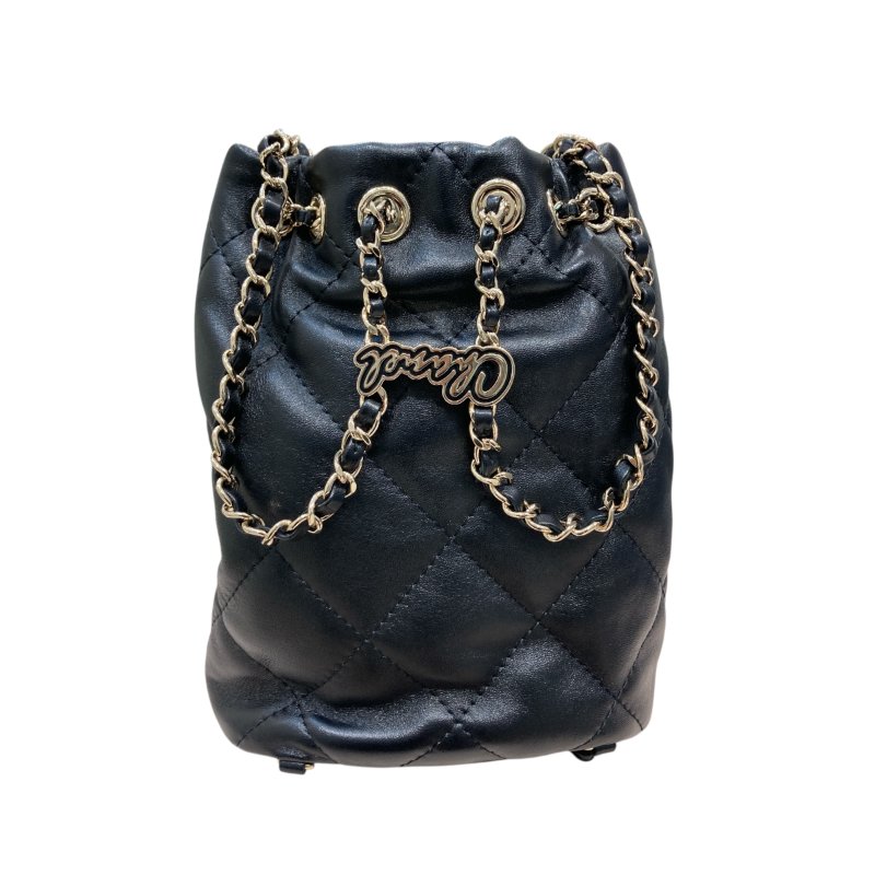 CHANEL 香奈兒 AS4810 金球雙肩束口後背包 小羊皮 黑色 淺金色-2