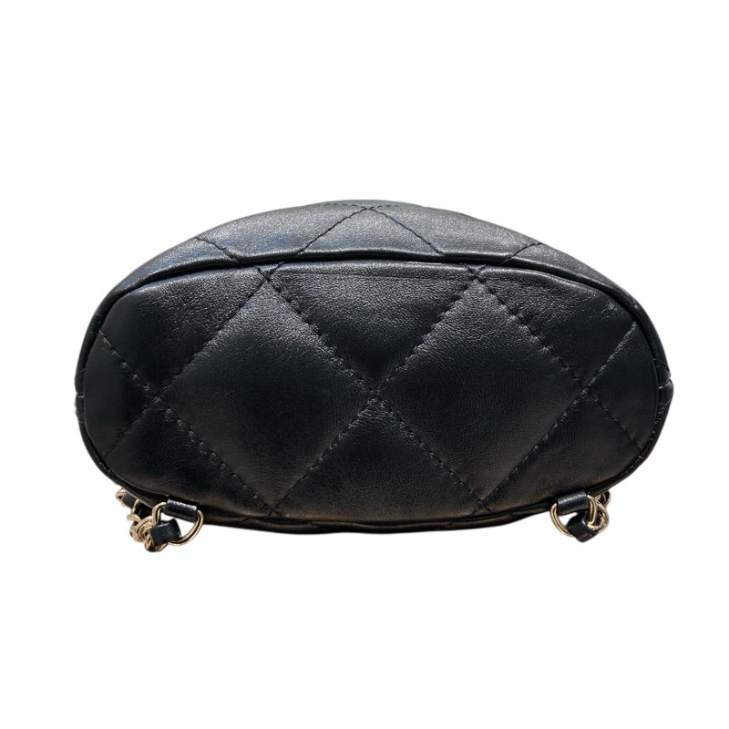 CHANEL 香奈兒 AS4810 金球雙肩束口後背包 小羊皮 黑色 淺金色-6