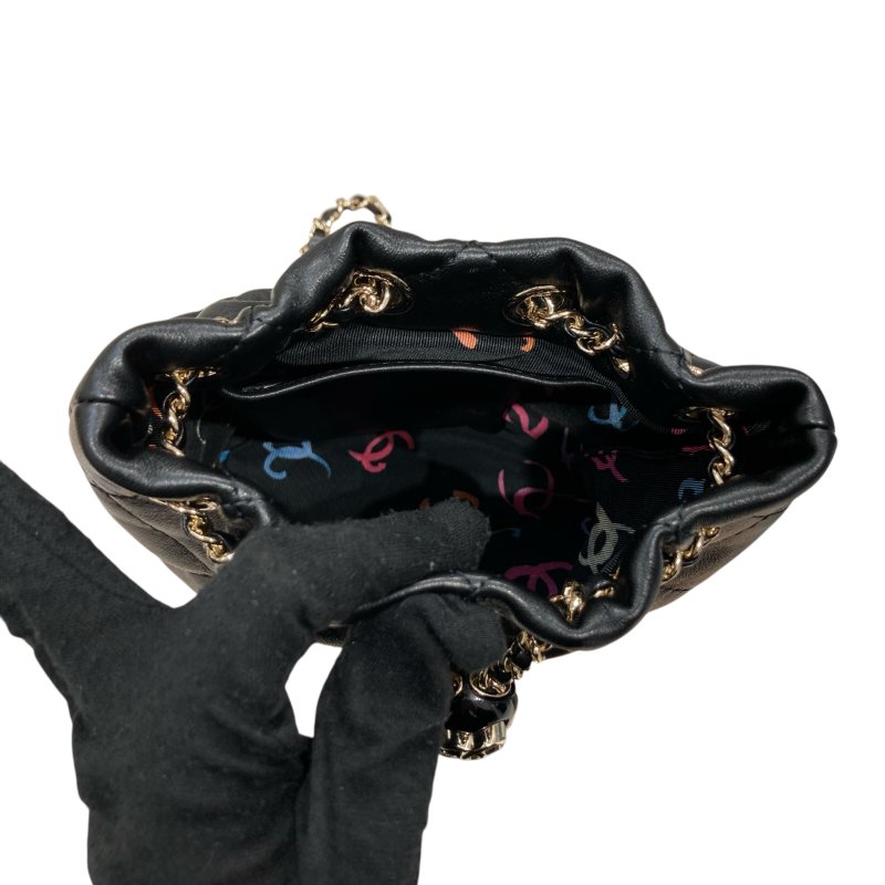 CHANEL 香奈兒 AS4810 金球雙肩束口後背包 小羊皮 黑色 淺金色-11