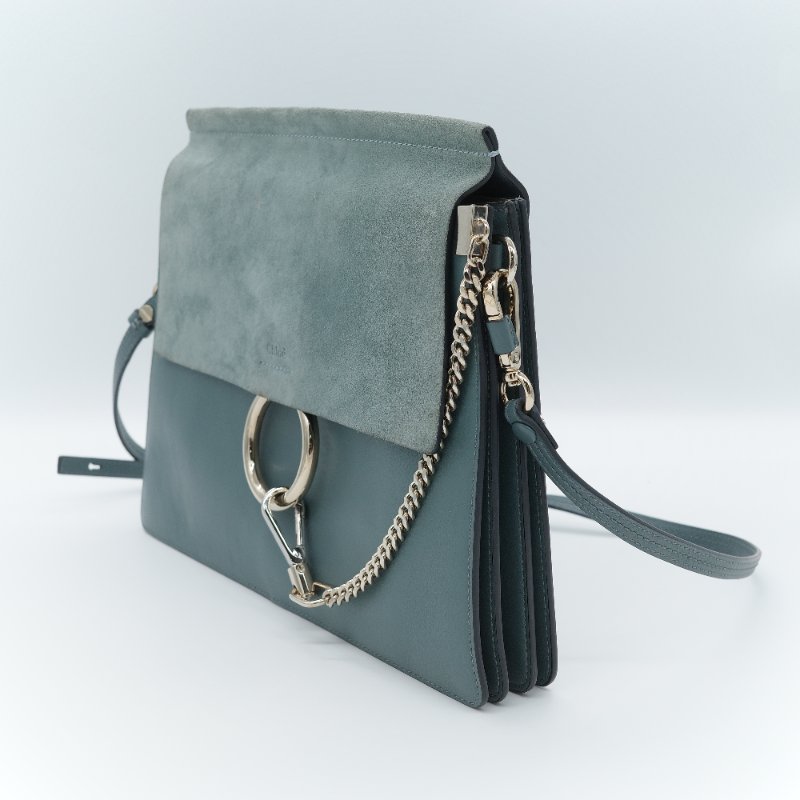 Chloé 蔻伊 雲霧藍 Faye 中號 肩背包 斜掛包 風琴包-3