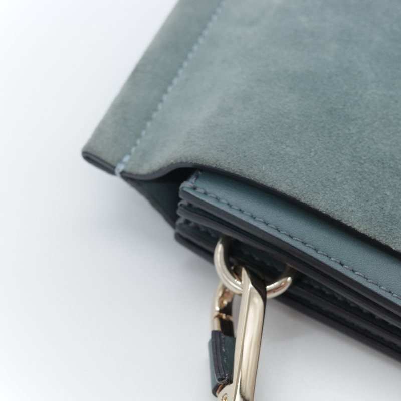 Chloé 蔻伊 雲霧藍 Faye 中號 肩背包 斜掛包 風琴包-8