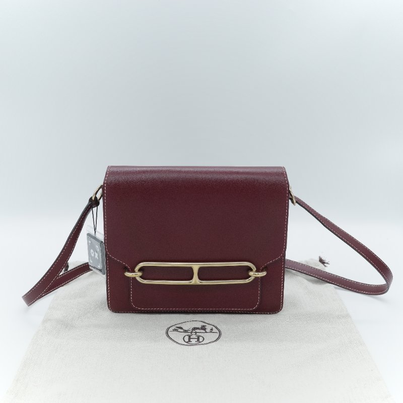 Hermes 愛馬仕 Roulis 23 豬鼻子 T刻 酒紅色 小牛皮 肩背包 斜掛包-2