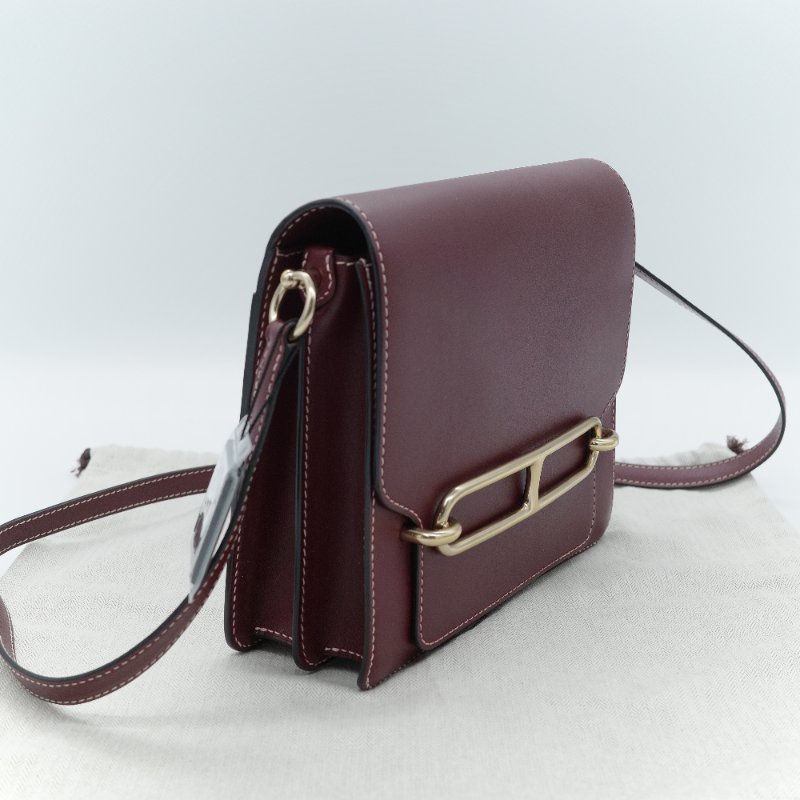 Hermes 愛馬仕 Roulis 23 豬鼻子 T刻 酒紅色 小牛皮 肩背包 斜掛包-4