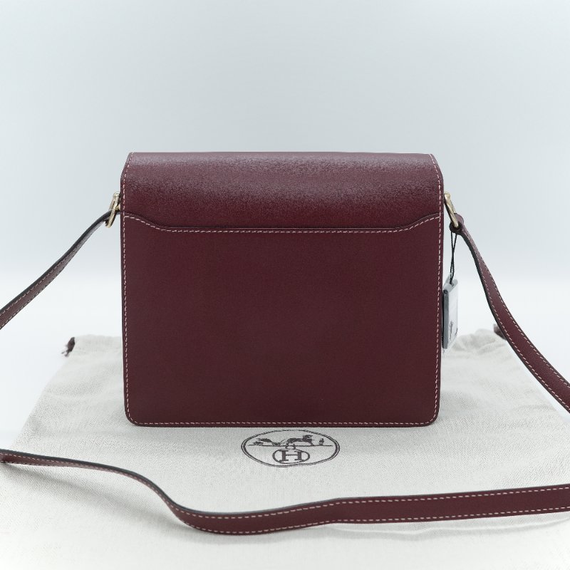 Hermes 愛馬仕 Roulis 23 豬鼻子 T刻 酒紅色 小牛皮 肩背包 斜掛包-5
