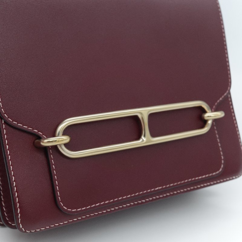 Hermes 愛馬仕 Roulis 23 豬鼻子 T刻 酒紅色 小牛皮 肩背包 斜掛包-8