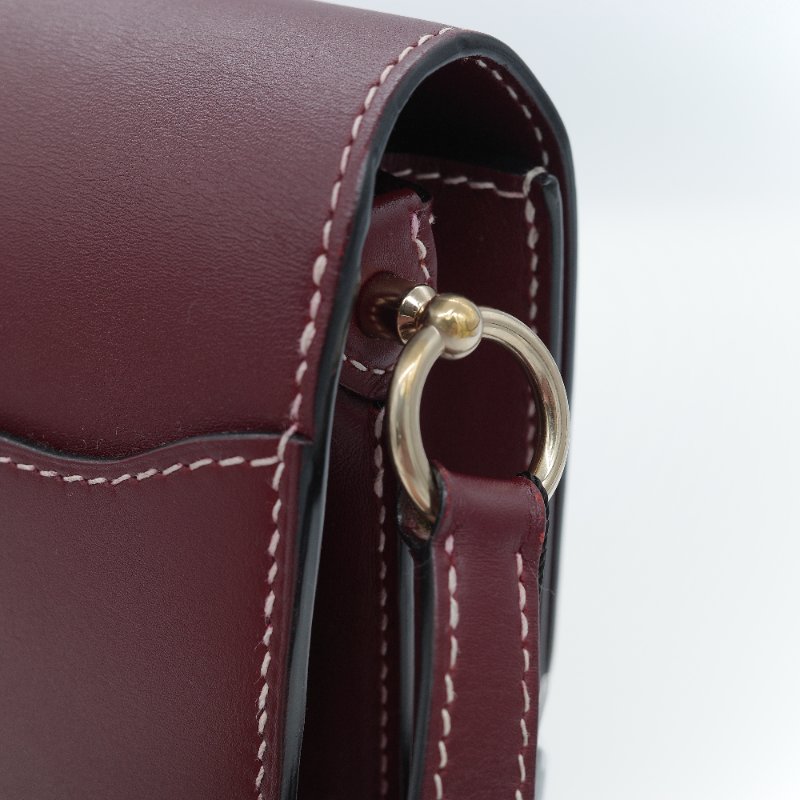 Hermes 愛馬仕 Roulis 23 豬鼻子 T刻 酒紅色 小牛皮 肩背包 斜掛包-9