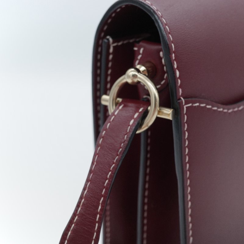 Hermes 愛馬仕 Roulis 23 豬鼻子 T刻 酒紅色 小牛皮 肩背包 斜掛包-10