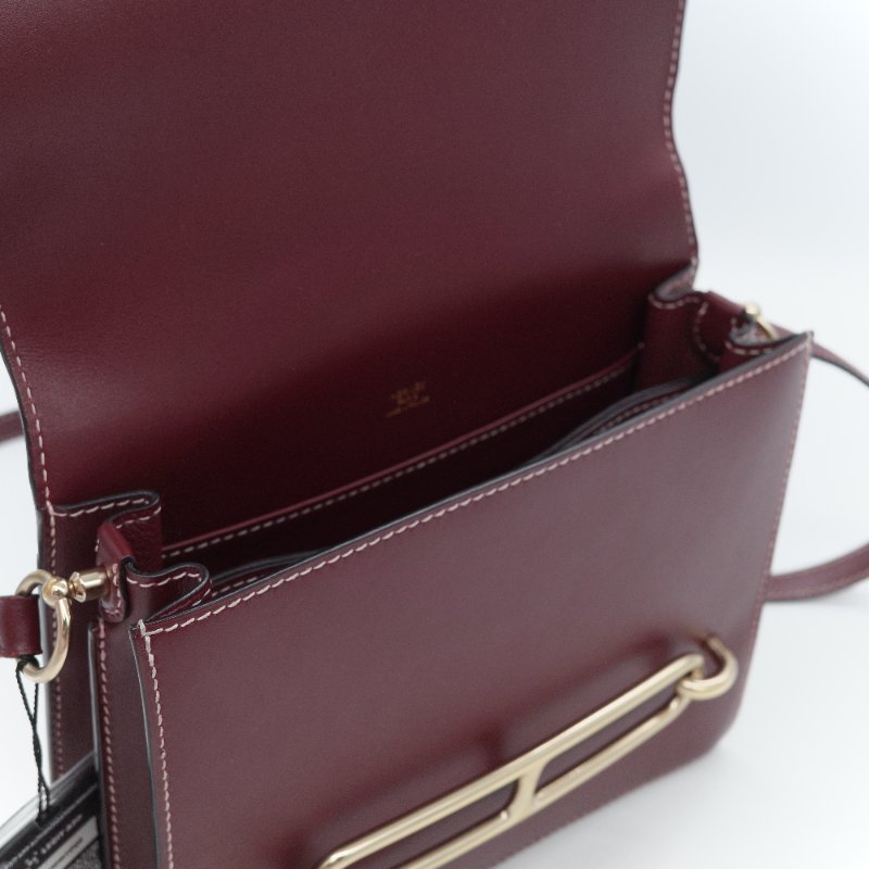 Hermes 愛馬仕 Roulis 23 豬鼻子 T刻 酒紅色 小牛皮 肩背包 斜掛包-11