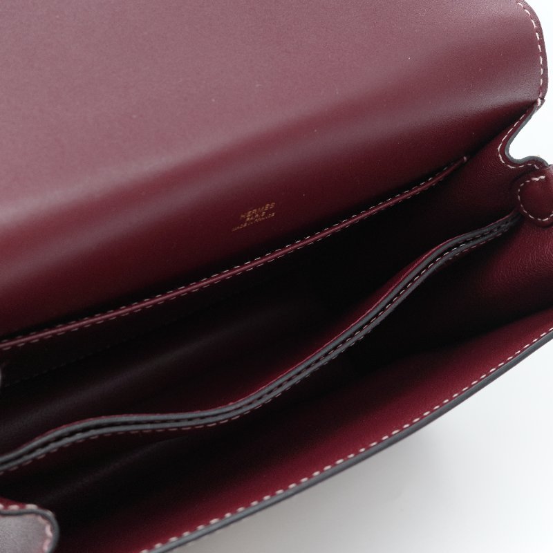 Hermes 愛馬仕 Roulis 23 豬鼻子 T刻 酒紅色 小牛皮 肩背包 斜掛包-12