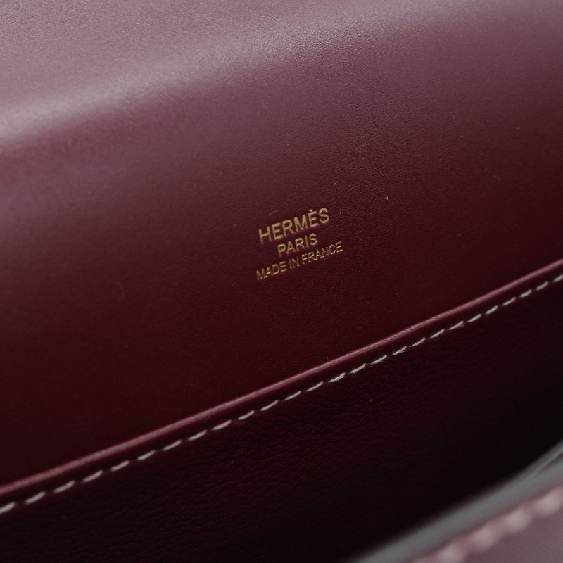 Hermes 愛馬仕 Roulis 23 豬鼻子 T刻 酒紅色 小牛皮 肩背包 斜掛包-13