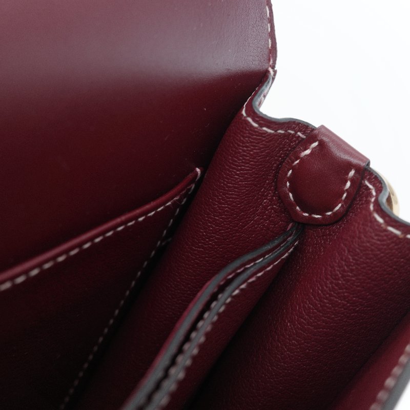 Hermes 愛馬仕 Roulis 23 豬鼻子 T刻 酒紅色 小牛皮 肩背包 斜掛包-14