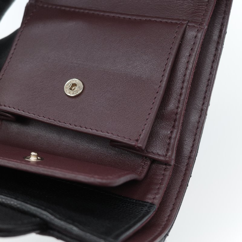 Chanel 香奈兒 經典翻蓋 黑色荔枝紋小牛皮 金扣短夾皮夾-10