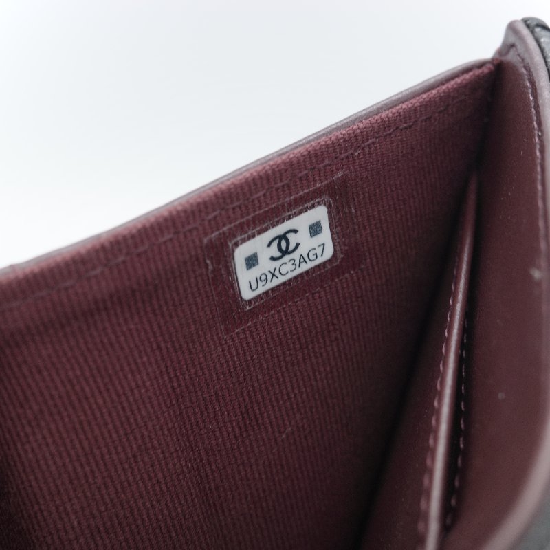 Chanel 香奈兒 經典翻蓋 黑色荔枝紋小牛皮 金扣短夾皮夾-12