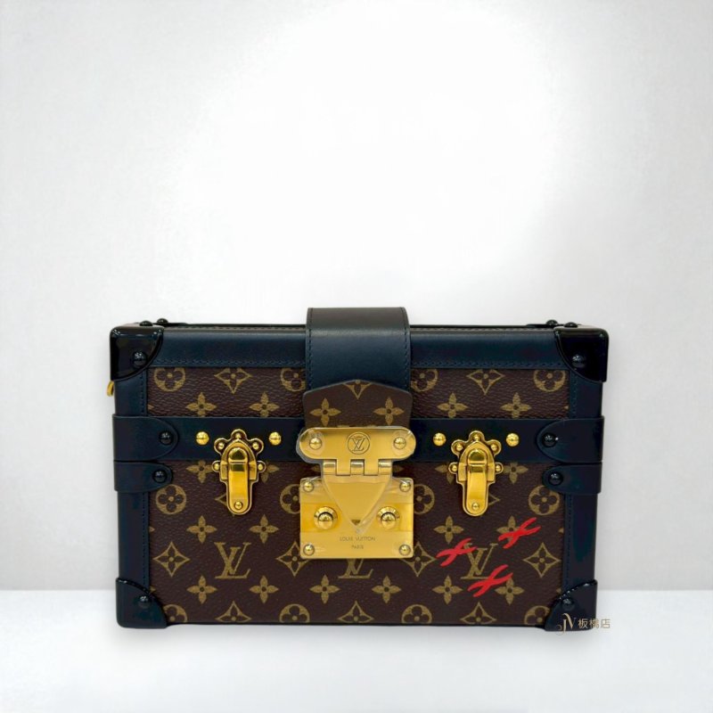 JY0318-LV Petite Malle老花拼黑皮小硬箱手提肩背包M45943-0