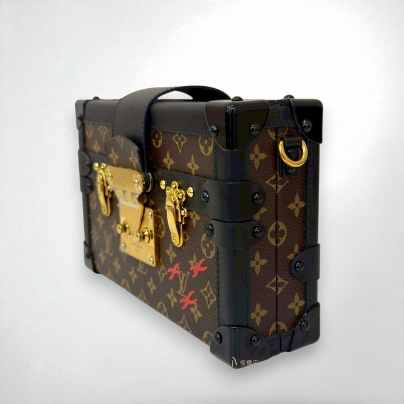 JY0318-LV Petite Malle老花拼黑皮小硬箱手提肩背包M45943-1