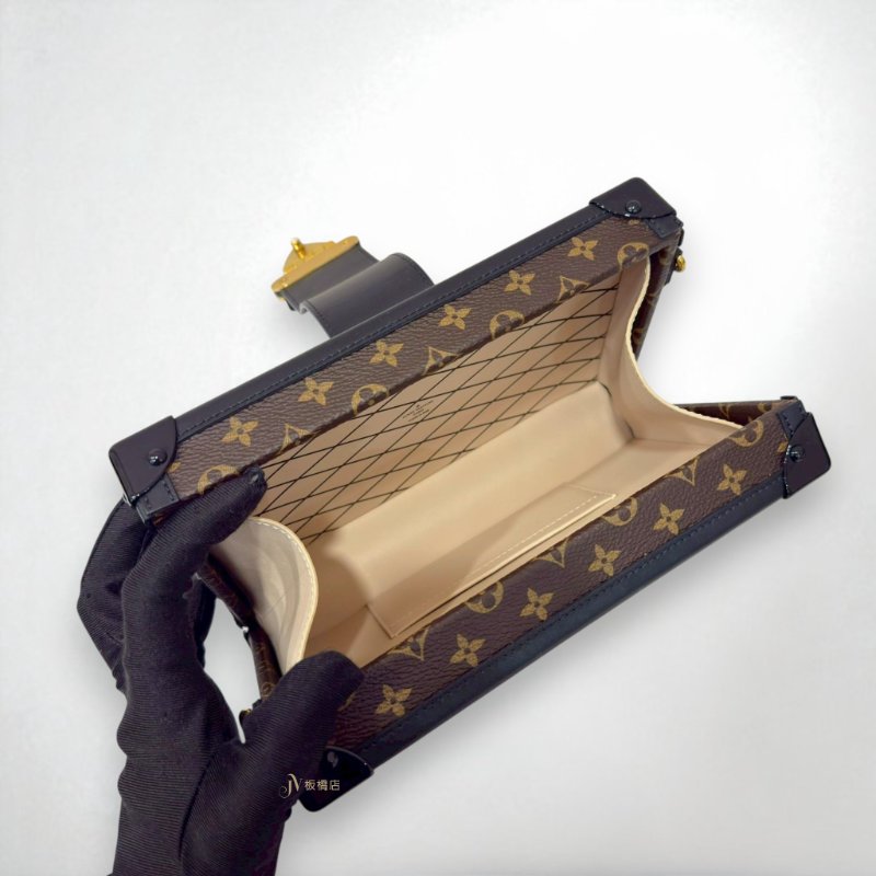 JY0318-LV Petite Malle老花拼黑皮小硬箱手提肩背包M45943-4