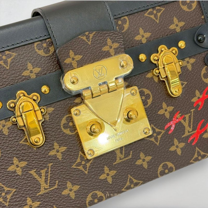 JY0318-LV Petite Malle老花拼黑皮小硬箱手提肩背包M45943-5