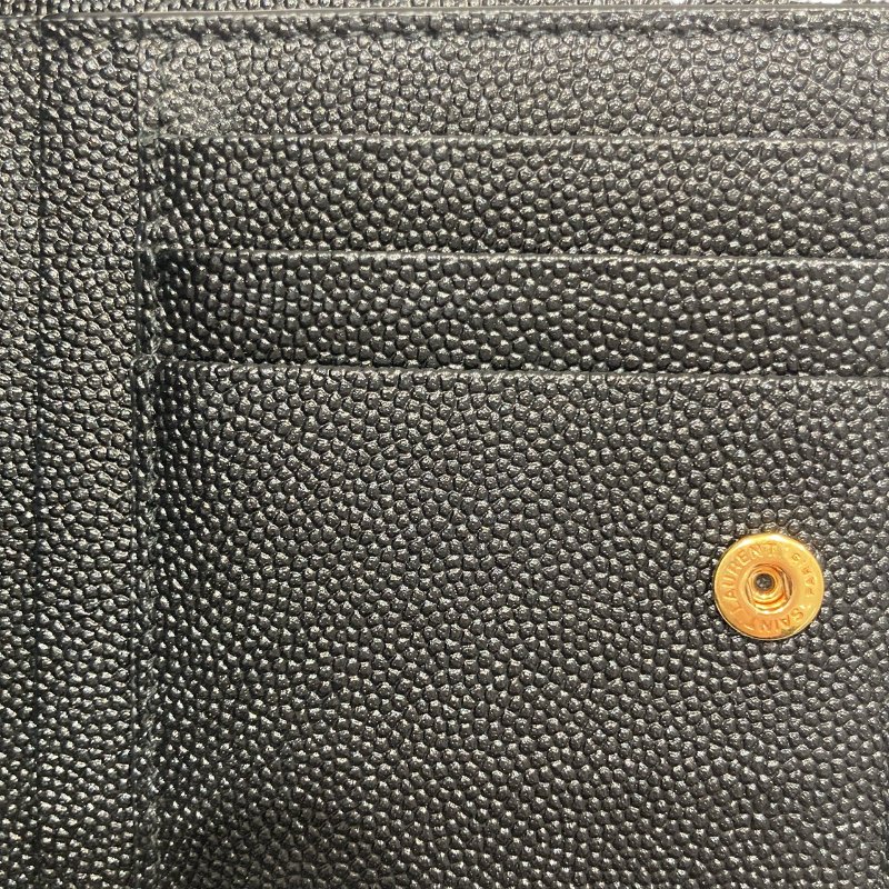 SAINT LAURENT 聖羅蘭 582296 UPTOWN SHORT WALLET 荔枝皮革 短夾 中夾 黑色 金色-7