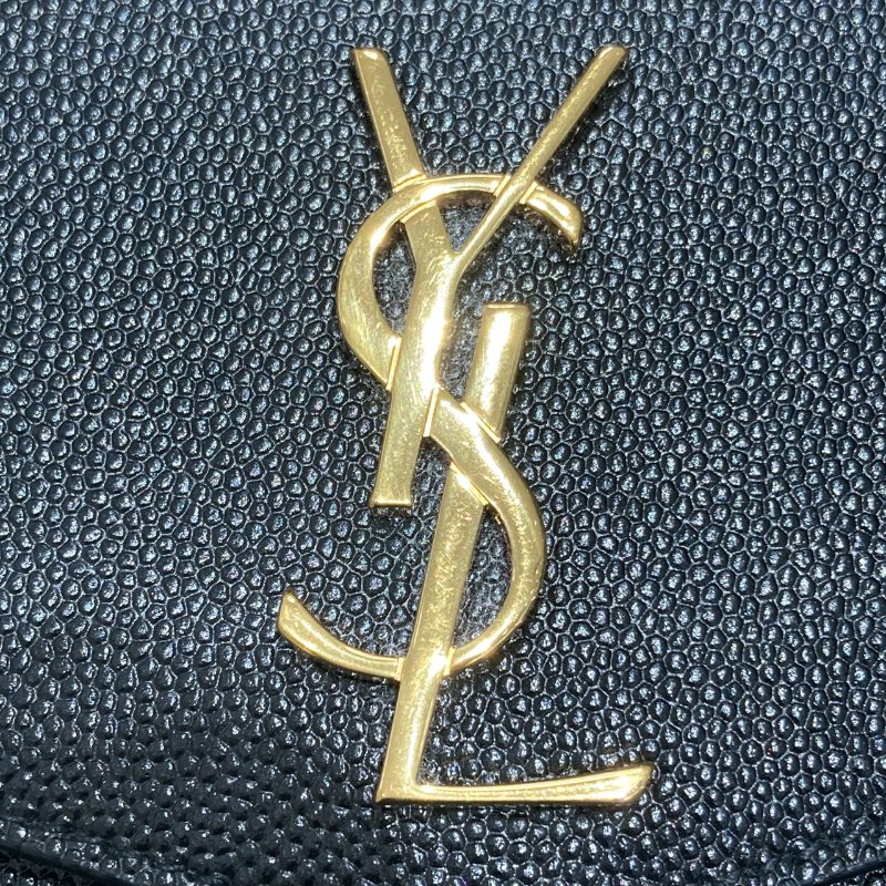 SAINT LAURENT 聖羅蘭 582296 UPTOWN SHORT WALLET 荔枝皮革 短夾 中夾 黑色 金色-9