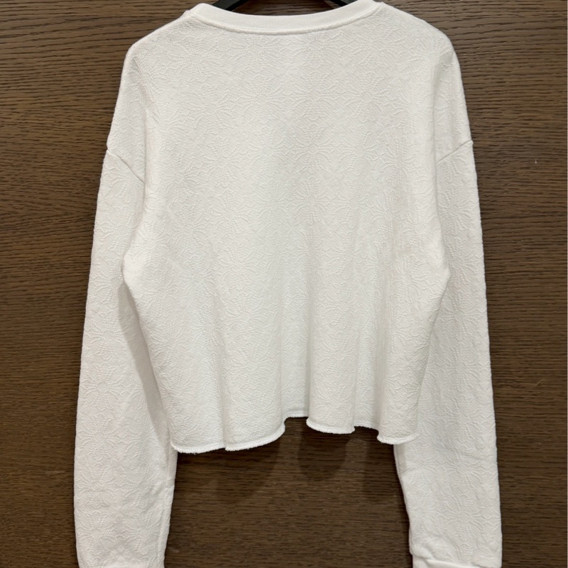 克羅心浮雕梵文刺繡短版衛衣-1