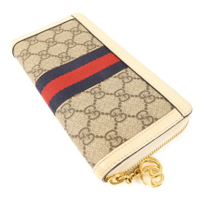 GUCCI 塗層帆布/牛皮皮革Zipper Long Wallet金扣拉鏈長錢包-3