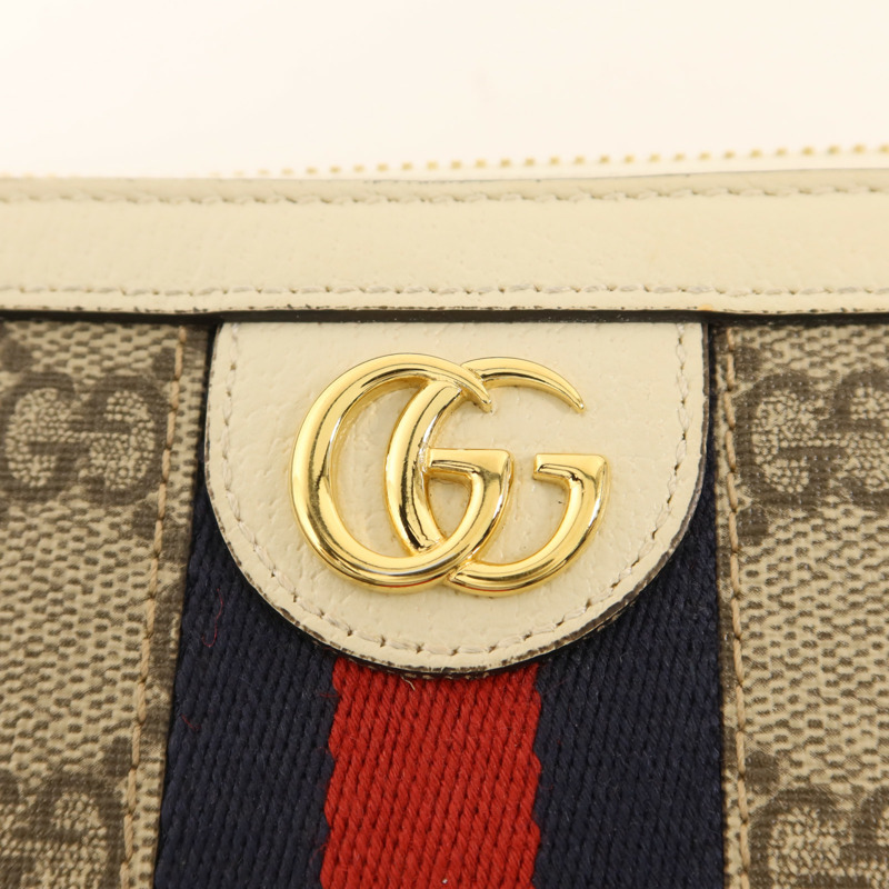 GUCCI 塗層帆布/牛皮皮革Zipper Long Wallet金扣拉鏈長錢包-8