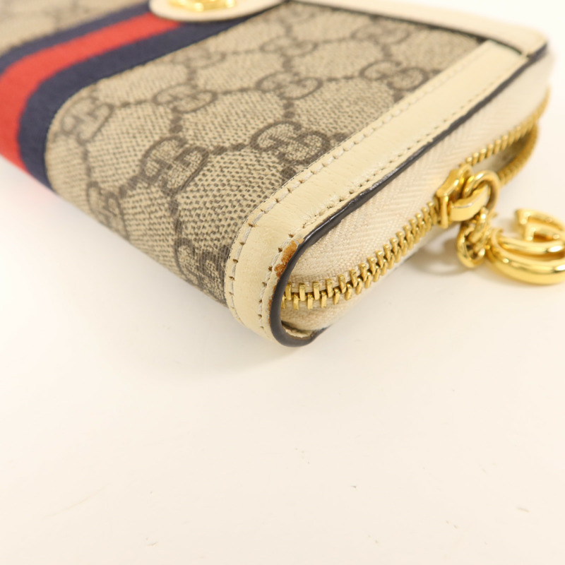 GUCCI 塗層帆布/牛皮皮革Zipper Long Wallet金扣拉鏈長錢包-9