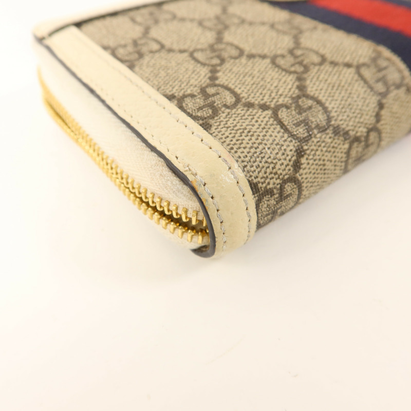 GUCCI 塗層帆布/牛皮皮革Zipper Long Wallet金扣拉鏈長錢包-10