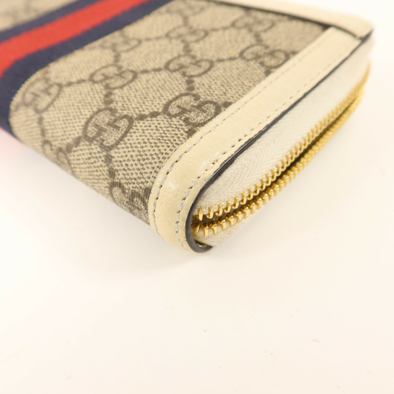 GUCCI 塗層帆布/牛皮皮革Zipper Long Wallet金扣拉鏈長錢包-11