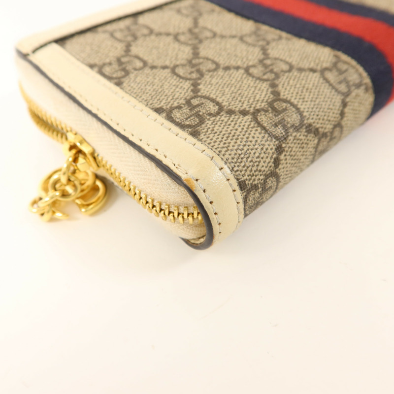 GUCCI 塗層帆布/牛皮皮革Zipper Long Wallet金扣拉鏈長錢包-12