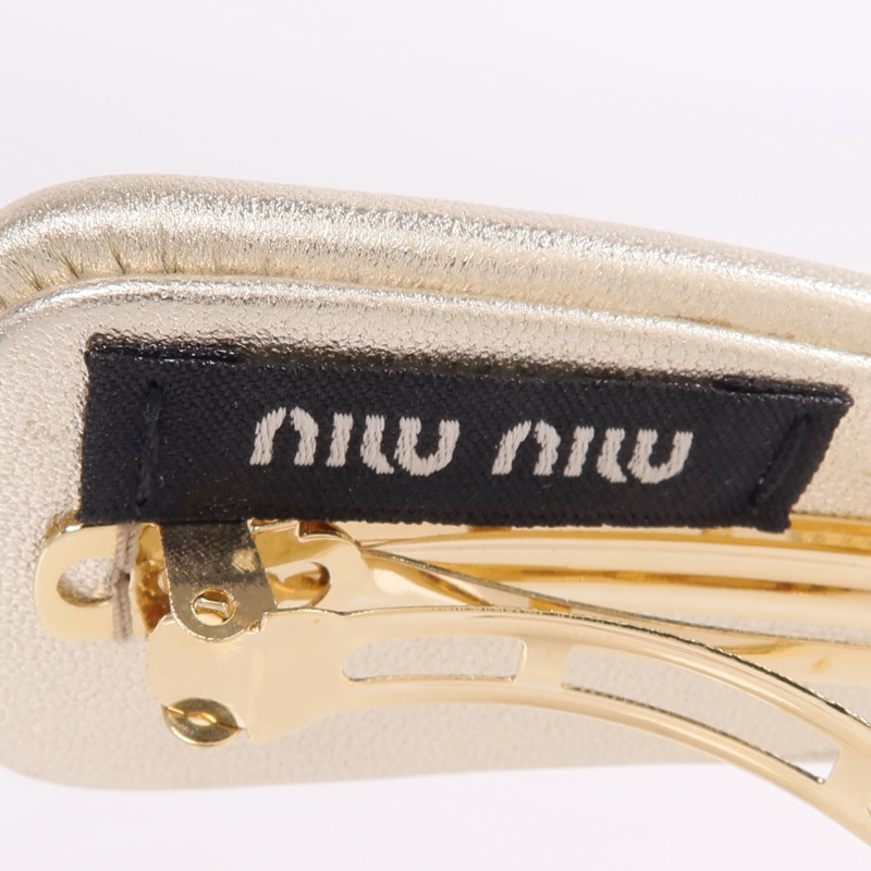 Miu Miu 羊皮皮革Hair Clip金扣髮夾-6