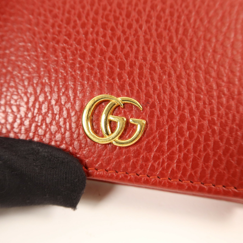 GUCCI 牛皮皮革GG Marmont金扣錢包-9